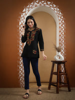 Load image into Gallery viewer, Seva Chikan Hand Embroidered Cotton Lucknowi Chikan Short Top