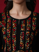 Load image into Gallery viewer, Seva Chikan Hand Embroidered Black Cotton Chikankari kurta-SCL4160