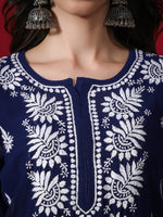 Load image into Gallery viewer, Seva Chikan Hand Embroidered Georgette Lucknowi Chikan Kurti With Slip