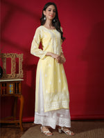 Load image into Gallery viewer, Seva Chikan Hand Embroidered Georgette Lucknowi Chikan Kurti With Slip