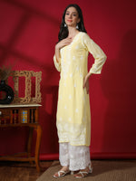 Load image into Gallery viewer, Seva Chikan Hand Embroidered Georgette Lucknowi Chikan Kurti With Slip