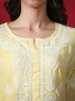 Load image into Gallery viewer, Seva Chikan Hand Embroidered Georgette Lucknowi Chikan Kurti With Slip