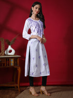 Load image into Gallery viewer, Seva Chikan Hand Embroidered White Cotton Lucknowi Chikankari Kurta