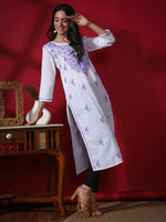 Load image into Gallery viewer, Seva Chikan Hand Embroidered White Cotton Lucknowi Chikankari Kurta
