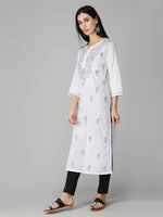 Load image into Gallery viewer, Seva Chikan Hand Embroidered White Cotton Lucknowi Chikankari Kurta
