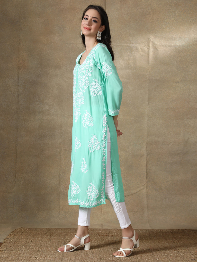 Seva Chikan Hand Embroidered Modal Cotton Lucknowi Chikankari Kurta