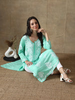Load image into Gallery viewer, Seva Chikan Hand Embroidered Modal Cotton Lucknowi Chikankari Kurta