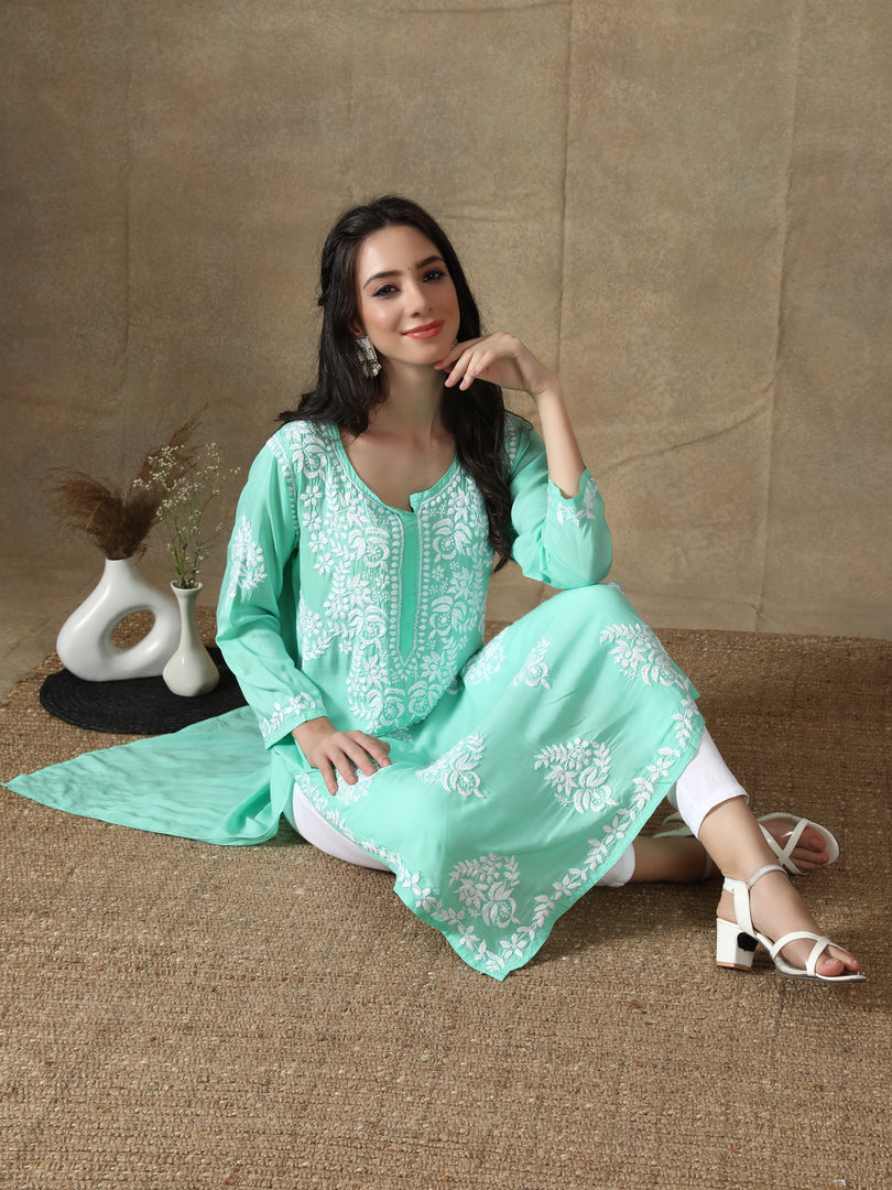 Seva Chikan Hand Embroidered Modal Cotton Lucknowi Chikankari Kurta