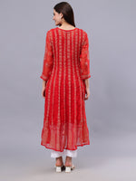 Load image into Gallery viewer, Seva Chikan Hand Embroidered Red Georgette Lucknowi Chikankari Anarkali Kurta-SCL4292