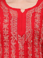 Load image into Gallery viewer, Seva Chikan Hand Embroidered Red Georgette Lucknowi Chikankari Anarkali Kurta-SCL4292