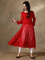Load image into Gallery viewer, Seva Chikan Hand Embroidered Georgette Lucknowi Chikankari Anarkali