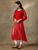 Load image into Gallery viewer, Seva Chikan Hand Embroidered Georgette Lucknowi Chikankari Anarkali