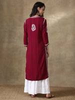 Load image into Gallery viewer, Seva Chikan Hand Embroidered Rayon Lucknowi Chikankari Kurta