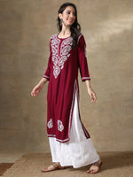 Load image into Gallery viewer, Seva Chikan Hand Embroidered Rayon Lucknowi Chikankari Kurta