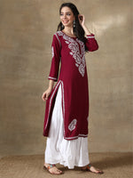 Load image into Gallery viewer, Seva Chikan Hand Embroidered Rayon Lucknowi Chikankari Kurta