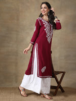 Load image into Gallery viewer, Seva Chikan Hand Embroidered Rayon Lucknowi Chikankari Kurta