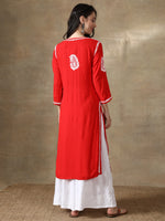 Load image into Gallery viewer, Seva Chikan Hand Embroidered Rayon Lucknowi Chikankari Kurta