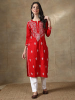 Load image into Gallery viewer, Seva Chikan Hand Embroidered Cotton Lucknowi Chikankari Kurta