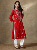 Load image into Gallery viewer, Seva Chikan Hand Embroidered Cotton Lucknowi Chikankari Kurta