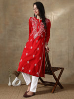 Load image into Gallery viewer, Seva Chikan Hand Embroidered Cotton Lucknowi Chikankari Kurta