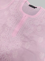 Load image into Gallery viewer, Seva Chikan Hand Embroidered Terivoil Cotton Lucknowi Chikan Kurti