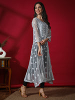 Load image into Gallery viewer, Seva Chikan Hand Embroidered Georgette Lucknowi Chikankari Anarkali Kurta