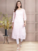 Load image into Gallery viewer, Seva Chikan Hand Embroidered Lucknowi Chikankari Terivoil Cotton Kurta
