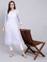 Load image into Gallery viewer, Seva Chikan Hand Embroidered Lucknowi Chikankari Terivoil Cotton Kurta