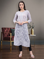 Load image into Gallery viewer, Seva Chikan Hand Embroidered Lucknowi Chikankari Terivoil Cotton Kurta