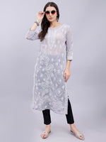 Load image into Gallery viewer, Seva Chikan Hand Embroidered Lucknowi Chikankari Terivoil Cotton Kurta
