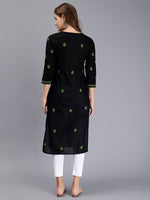 Load image into Gallery viewer, Seva Chikan Hand Embroidered Black Cotton Lucknowi Chikankari Kurta