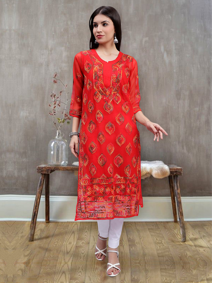 Seva Chikan Hand Embroidered Cotton Lucknowi Chikankari Kurta