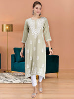 Load image into Gallery viewer, Seva Chikan Hand Embroidered Rayon Lucknowi Chikankari Kurta
