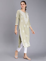 Load image into Gallery viewer, Seva Chikan Hand Embroidered Rayon Lucknowi Chikankari Kurta