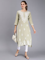 Load image into Gallery viewer, Seva Chikan Hand Embroidered Rayon Lucknowi Chikankari Kurta