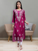 Load image into Gallery viewer, Seva Chikan Hand Embroidered Rayon Lucknowi Chikankari Kurta