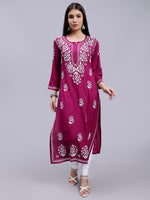 Load image into Gallery viewer, Seva Chikan Hand Embroidered Rayon Lucknowi Chikankari Kurta