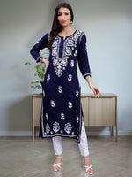Load image into Gallery viewer, Seva Chikan Hand Embroidered Rayon Lucknowi Chikankari Kurta