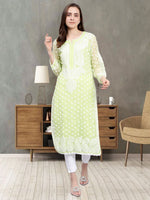 Load image into Gallery viewer, Seva Chikan Hand Embroidered Georgette Lucknowi Chikan Kurta With Slip