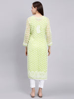 Load image into Gallery viewer, Seva Chikan Hand Embroidered Georgette Lucknowi Chikan Kurta With Slip