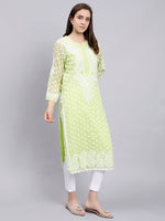 Load image into Gallery viewer, Seva Chikan Hand Embroidered Georgette Lucknowi Chikan Kurta With Slip