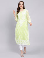 Load image into Gallery viewer, Seva Chikan Hand Embroidered Georgette Lucknowi Chikan Kurta With Slip
