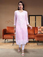 Load image into Gallery viewer, Seva Chikan Hand Embroidered Georgette Lucknowi Chikan Kurta With Slip