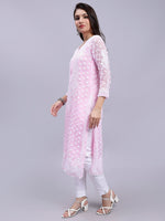 Load image into Gallery viewer, Seva Chikan Hand Embroidered Georgette Lucknowi Chikan Kurta With Slip