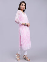 Load image into Gallery viewer, Seva Chikan Hand Embroidered Georgette Lucknowi Chikan Kurta With Slip