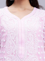 Load image into Gallery viewer, Seva Chikan Hand Embroidered Georgette Lucknowi Chikan Kurta With Slip