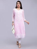 Load image into Gallery viewer, Seva Chikan Hand Embroidered Georgette Lucknowi Chikan Kurta With Slip