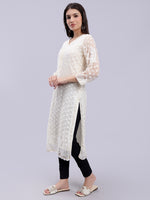Load image into Gallery viewer, Seva Chikan Hand Embroidered Georgette Lucknowi Chikan Kurta With Slip