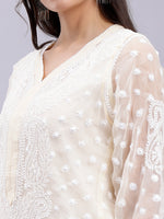 Load image into Gallery viewer, Seva Chikan Hand Embroidered Georgette Lucknowi Chikan Kurta With Slip