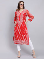 Load image into Gallery viewer, Seva Chikan Hand Embroidered Georgette Lucknowi Chikan Kurta With Slip